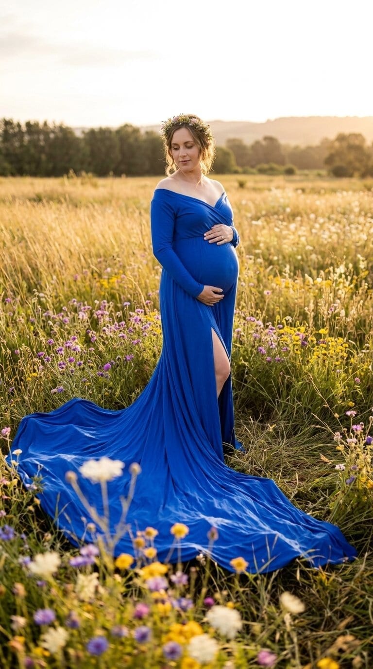 Royal Slit Gown — royal blue maternity gown hire Melbourne