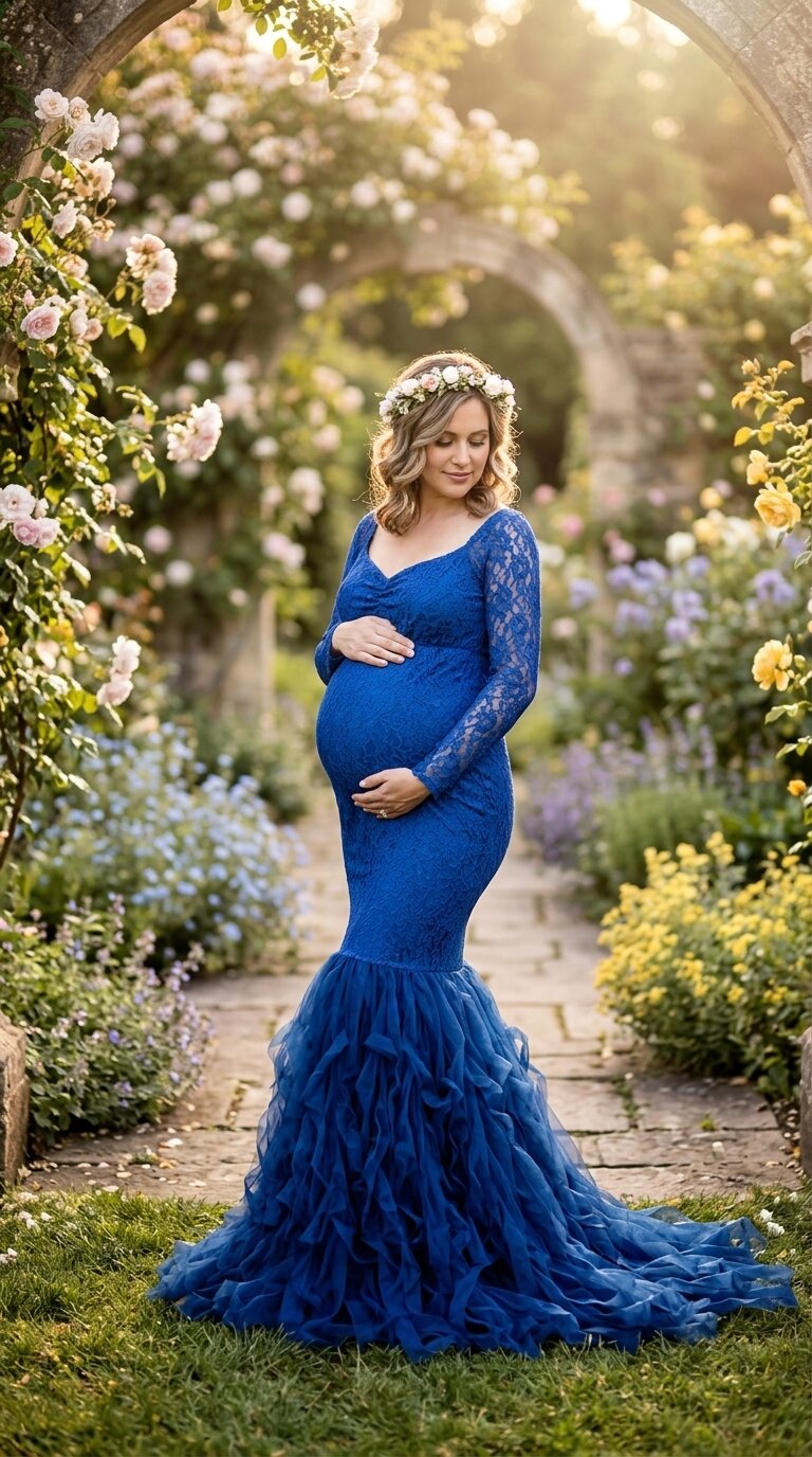 Sapphire Mermaid Gown — sapphire mermaid maternity photoshoot dress hire Melbourne